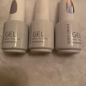 Gel Nail Polish Set - Silver, White, Gray